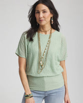 Chico's For Sale Moroccan Mint Jacquard Banded Hem Top