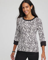 Chico's Online Black Pima Jewel Neck Contrast Tee