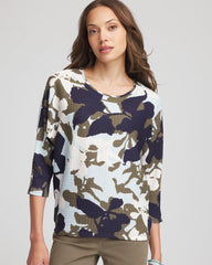 Chico's Sale Blue Menthe Floral Wedge Top