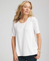 Chico's Outlet Alabaster Slub Paneled Elbow Tee
