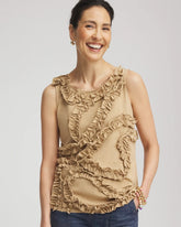 Chico's Online Cafe Aroma Sleeveless Ruffle-Appliqué Tank Top