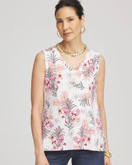 Chico's Discount Alabaster Floral Sleeveless V-Neck Tank