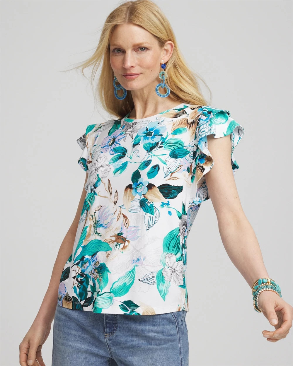 Chico's Outlet Alabaster Touch of Cool™ Flutter Sleeve Tee
