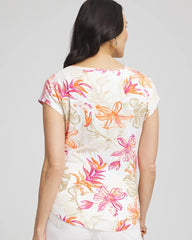 Chico's On Sale Alabaster Touch of Cool™ Tropical Floral Dolman Tee
