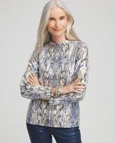 Chico's Sale Classic Navy Sequin Reptile Funnel Neck tee