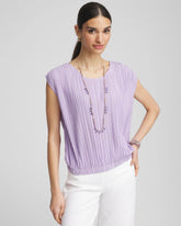 Chico's For Sale Gentle Lavender Pleated Bubble-Hem Tee