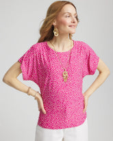 Chico's Sale Crushed Berries Touch of Cool™ Cheetah Ruched Banded Hem Top