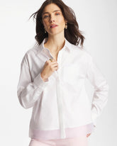 Chico's Outlet Alabaster Poplin Organza Collared Shirt