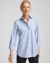 Chico's On Sale Tidal Blue No Iron™ Striped Jacquard Sateen Shirt