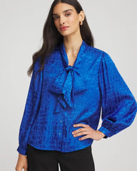 Chico's Online Cobalt Stone Jacquard Tie-Front Blouse