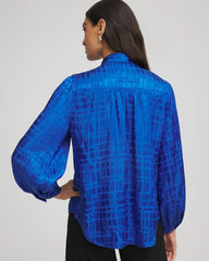 Chico's Online Cobalt Stone Jacquard Tie-Front Blouse