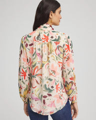 Chico's Discount Cashew Floral Jacquard Tie-Front Blouse