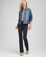 Chico's Sale Kiruna Indigo Embellished Tencel Collar Shirt