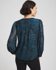 Chico's For Sale Teal Shadow Novelty Texture Blouse