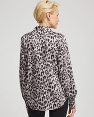 Chico's Online Dove Gray Faux Silk Snowy Animal Shirt