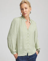 Chico's On Sale Sage Meadow Jacquard Georgette Peasant Blouse