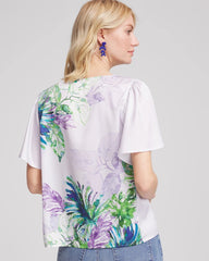 Chico's Online Violet Flutter Sleeve Satin Top