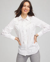 Chico's Outlet Alabaster Jeweled Poplin Shirt