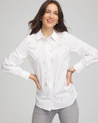 Chico's Outlet Alabaster Jeweled Poplin Shirt