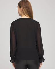 Chico's For Sale Black Georgette Polka Dot Blouse