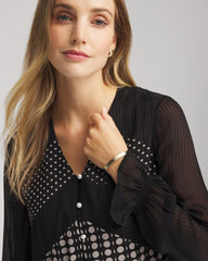 Chico's For Sale Black Georgette Polka Dot Blouse