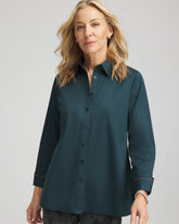 Chico's Online Teal Shadow Rhinestone Embellished Poplin Tunic