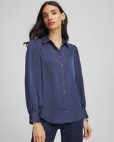 Chico's Online Indigo Sky Puff Sleeve Satin Blouse