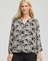 Chico's Outlet Black Caviar Bead Georgette Blouse