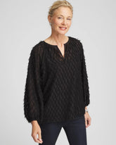 Chico's On Sale Black Feathered Pullover Peasant Blouse