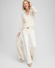 Chico's For Sale English Cream Cream Burnout Pullover Blouse