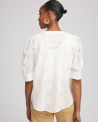 Chico's Outlet Ecru Chiffon Puff Sleeve Shirt