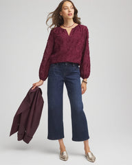Chico's On Sale Deep Chianti Feathered Pullover Peasant Blouse