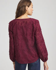 Chico's On Sale Deep Chianti Feathered Pullover Peasant Blouse