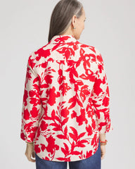 Chico's For Sale Red Glow No Iron™ Floral Linen Shirt