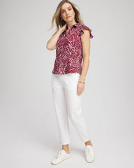 Chico's Online Russet Red Zenergy® UPF Printed Polo Top