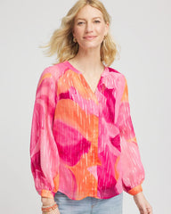 Chico's Discount Crushed Berries Watercolor Classic Fit Chiffon Blouse