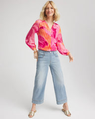Chico's Discount Crushed Berries Watercolor Classic Fit Chiffon Blouse