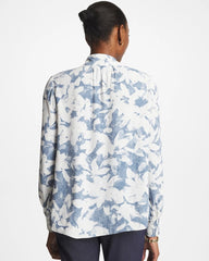 Chico's Sale Tidal Blue Faux Silk Mockneck Blouse