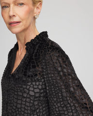 Chico's On Sale Black Burnout Velvet Blouse