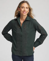 Chico's Online Darkest Spruce Lace Cotton Voile Shirt