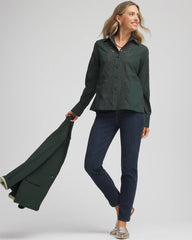 Chico's Online Darkest Spruce Lace Cotton Voile Shirt