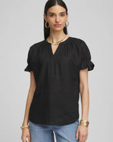 Chico's For Sale Black Linen Flutter-Sleeve Popover Top