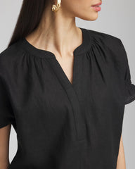 Chico's For Sale Black Linen Flutter-Sleeve Popover Top