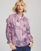 Chico's Outlet Gooseberry Gingham-Print Georgette Blouse