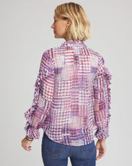 Chico's Outlet Gooseberry Gingham-Print Georgette Blouse