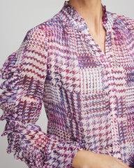 Chico's Outlet Gooseberry Gingham-Print Georgette Blouse