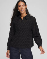 Chico's On Sale Black Heart Eyelet Shirt
