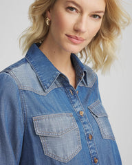 Chico's Discount Bailey Indigo Tencel™ Colorblock Classic-Fit Shirt