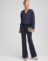 Chico's Sale Passport Blue Woven Relaxed-Fit Shirt