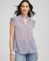 Chico's For Sale Violet Aura Cheetah Print Ruffle-Collar Blouse